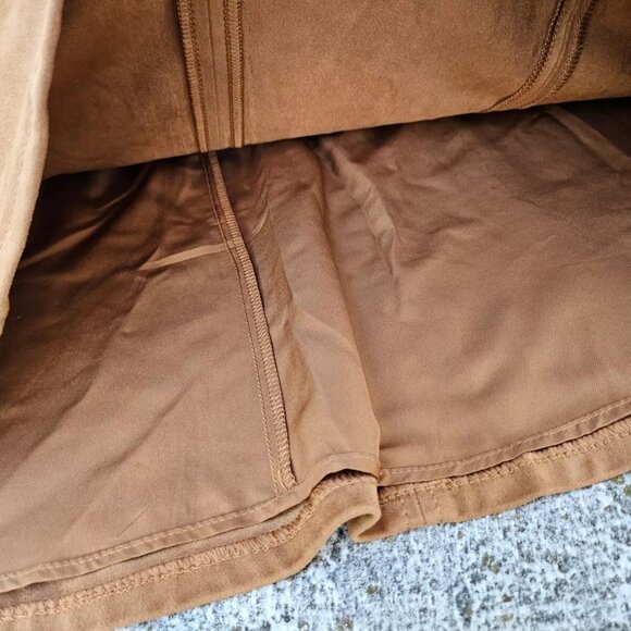 Loft Women Skirt Brown Faux Suede Type Fabric Knee Length Flippy Skirt Size 10 - Picture 8 of 10